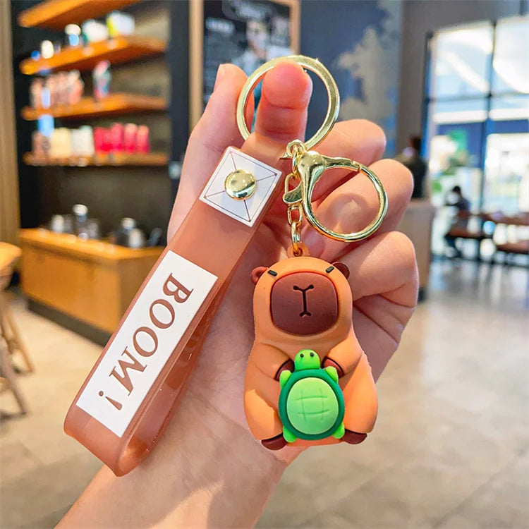 Wholesale of New Cartoon Capybara Silicone Doll Keychains Cute Car Bags Keychains Couple Pendant Gifts