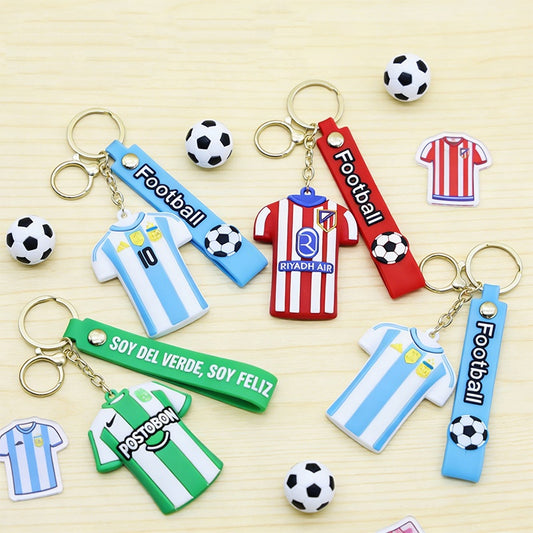 Factory Direct Sale of World Cup Football Jersey Keychain, PVC Drop-gel Material Keychain, DIY Creative Schoolbag Key Hanger
