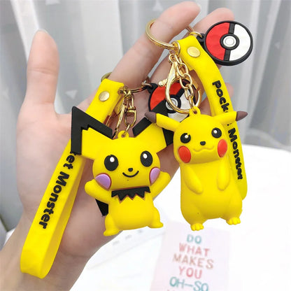 Pokemoned Pikachued Keychain Cartoon Cute Doll Car Keychain Bag Pendant Small Gift