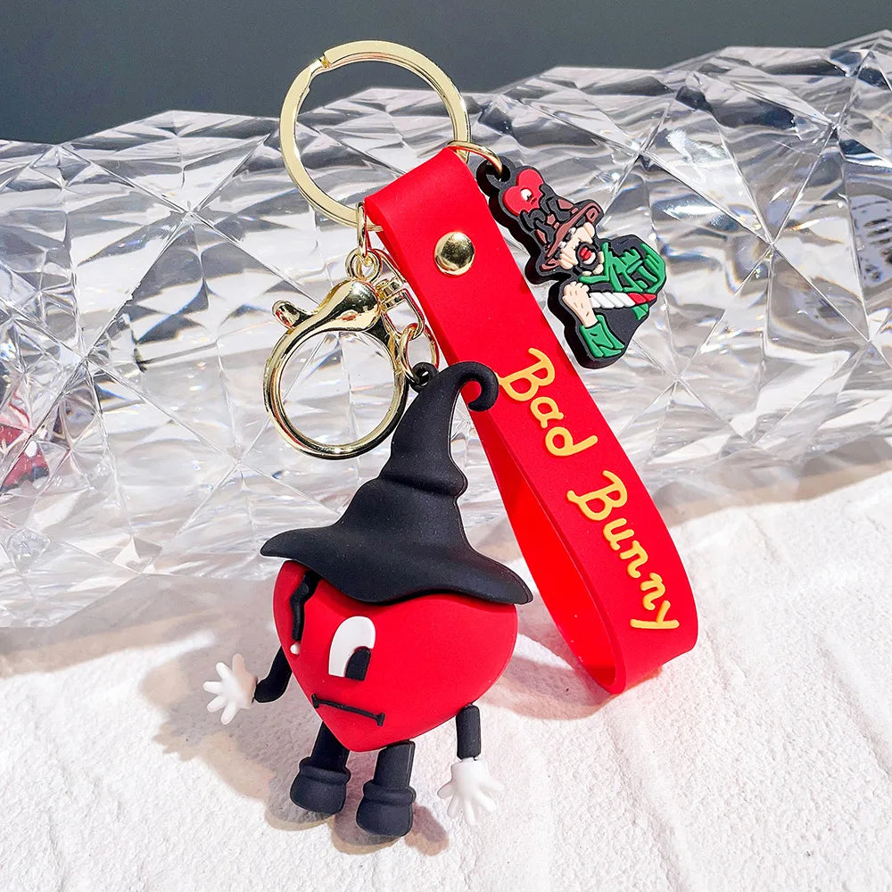 New Arrival PVC Rubber Keychain Creative Cartoon Car Pendant Promotional Rabbit Accessories and Gifts Keychain