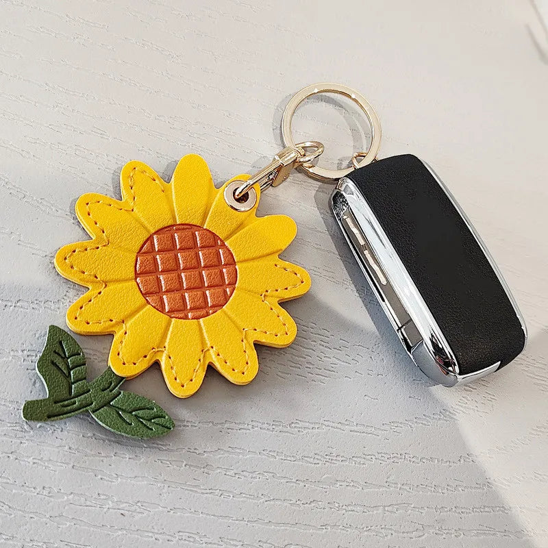 Sunflower Pendant Keyring Access Card Holder Protective Case Gift Set Sunflower Keyring