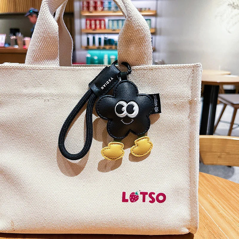 Creative Leather Keychain Cute Cartoon Walking Heart Couple Keychain for Girls' Bags Delicate Small Accessory