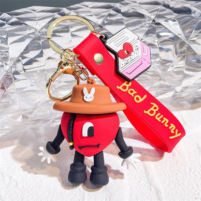 New Arrival PVC Rubber Keychain Creative Cartoon Car Pendant Promotional Rabbit Accessories and Gifts Keychain