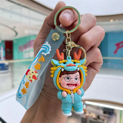 2024 Year of the Dragon Little Dragon Doll Keychain Lovely Doll Bag Pendant Car Keychain Small Gift Wholesale