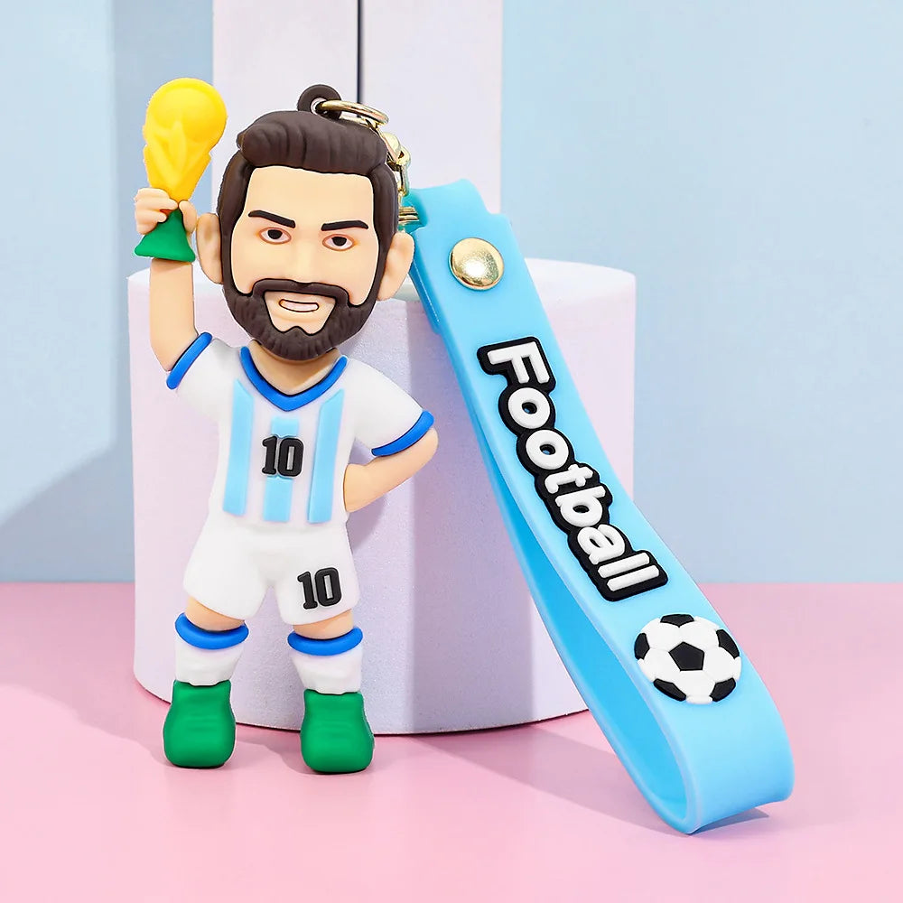 New Arrival Most Popular 3D Cartoon PVC Rubber Keychain Football Team Star Keychains