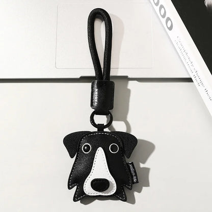 High Quality PU Leather Car Keychain for Puppy Cat Schoolbag Pendant Jewelry Metal Iron Hanging Ornament Small Gifts Bulk
