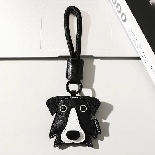High Quality PU Leather Car Keychain for Puppy Cat Schoolbag Pendant Jewelry Metal Iron Hanging Ornament Small Gifts Bulk