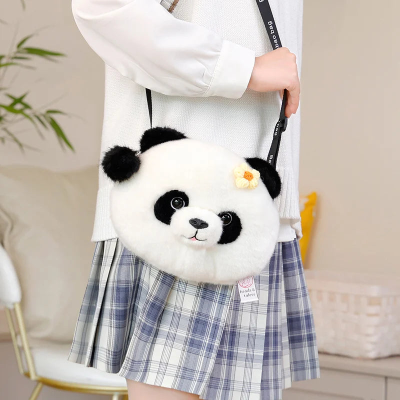 Kawaii Cartoon Animal Shape Plush Panda Raccoon Flower Bag Shoulder Crossbody Women's Bag Gift Bag