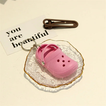 3D Mini EVA Keychain Plastic Foam Beach Hole Sandal Slipper Keychain Decoration Beach Shoe Keychain