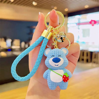 Strawberry Bear Keychain Cute Cartoon Jewelry Pendant Doll Kindergarten Children's Bag Keychain