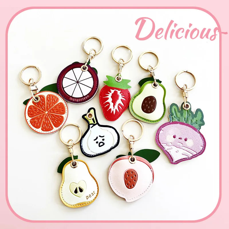 PU Leather Fruit Collection Access Card Holder Creative Keyring Charming Bag Charm Exquisite Design