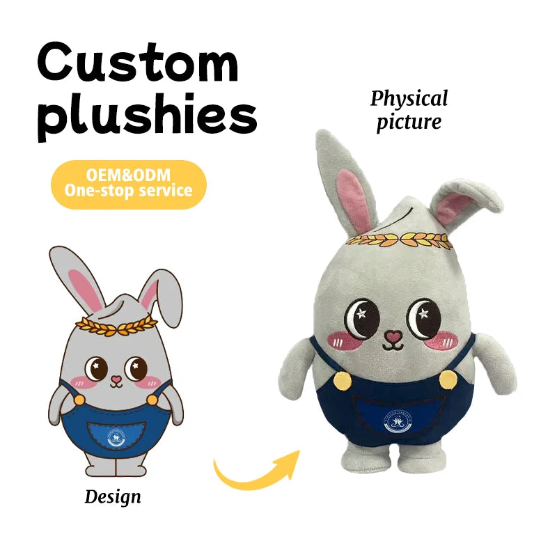 Best-Selling Custom Logo Printed Rabbit Plush Toy Corporate Gift Apron Trousers for Employees or Thanksgiving/New Year
