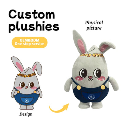 Best-Selling Custom Logo Printed Rabbit Plush Toy Corporate Gift Apron Trousers for Employees or Thanksgiving/New Year