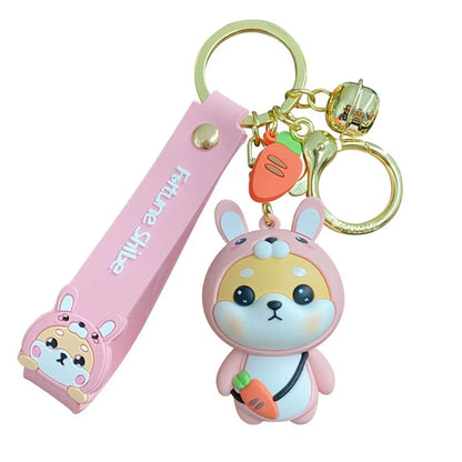 Authentic Cartoon Twelve Zodiac Animals Silicone Keychain Cute and Exquisite Shiba Dog Keychain Couple Backpack Pendant