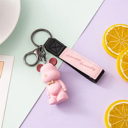 Creative Nordic Bow Tie Bear Keychain Cute Cartoon Resin Car Keychain Bag Pendant Trendy Couple