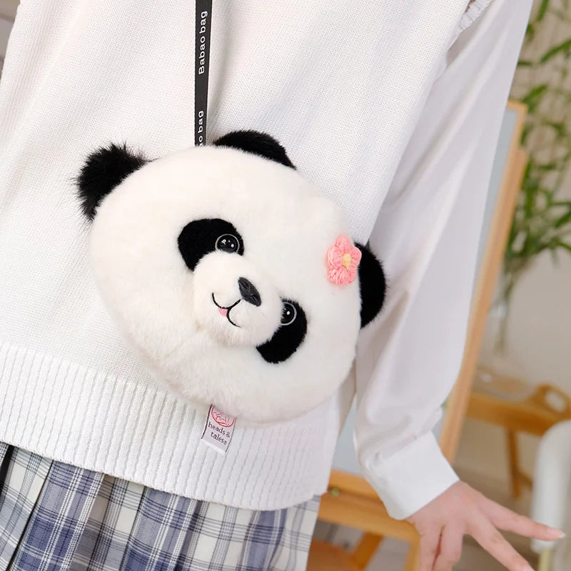 Kawaii Cartoon Animal Shape Plush Panda Raccoon Flower Bag Shoulder Crossbody Women's Bag Gift Bag