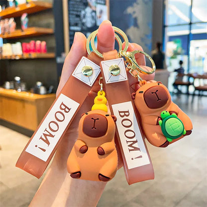 Wholesale of New Cartoon Capybara Silicone Doll Keychains Cute Car Bags Keychains Couple Pendant Gifts