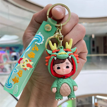 2024 Year of the Dragon Little Dragon Doll Keychain Lovely Doll Bag Pendant Car Keychain Small Gift Wholesale