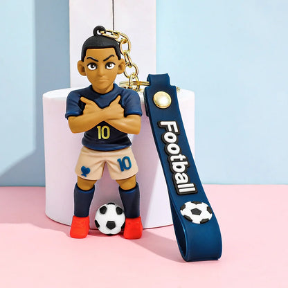 New Arrival Most Popular 3D Cartoon PVC Rubber Keychain Football Team Star Keychains