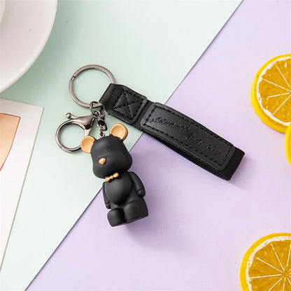 Creative Nordic Bow Tie Bear Keychain Cute Cartoon Resin Car Keychain Bag Pendant Trendy Couple