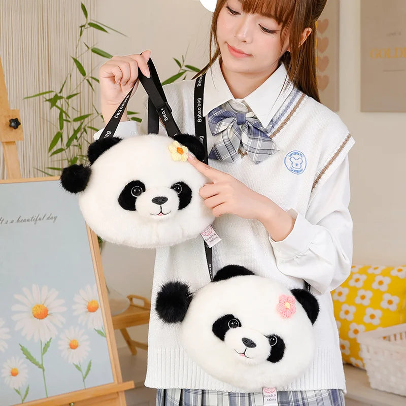 Kawaii Cartoon Animal Shape Plush Panda Raccoon Flower Bag Shoulder Crossbody Women's Bag Gift Bag