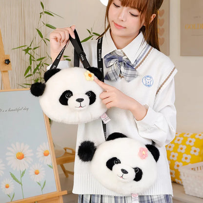 Kawaii Cartoon Animal Shape Plush Panda Raccoon Flower Bag Shoulder Crossbody Women's Bag Gift Bag