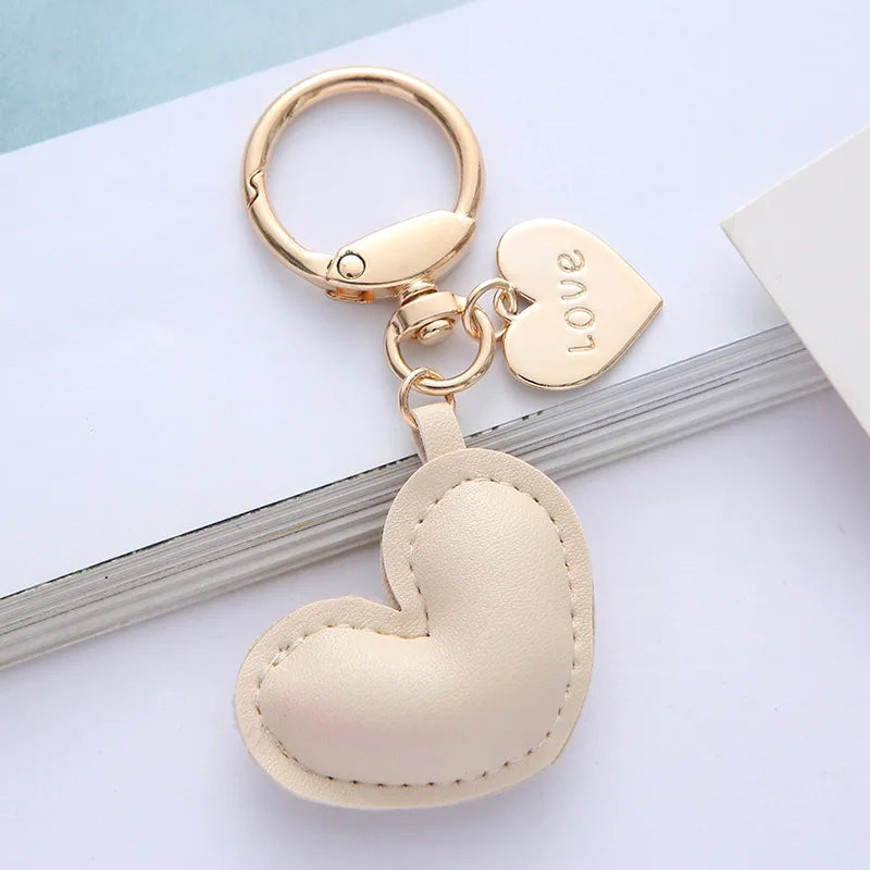 Leather Heart Keychain Charms Bag and Backpack Small Charm Car and Bag Keychain