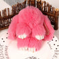Plush Bunny Women Fur Pom Pom Keychain 14cm Angel Rabbit Key Ring Hare Pompom Plush Dolls Toy Girls Bag Car Key Pendant