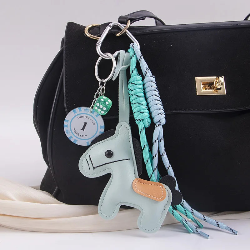 Cute Pony Bag Charm Trendy Phone Case Accessory Car Pu Keychain Wholesale