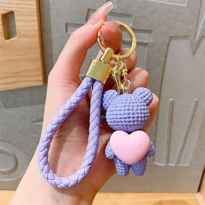 Creative Love Bear Keychain Lovely Runner Same Couple Doll Keychain Hanging Accessories Bag Hanging Accessories
