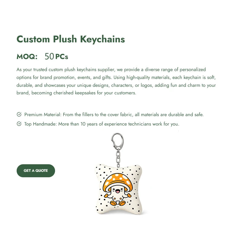 Manufacturer Customization High Quality Soft Custom Kawaii Plush Doll KeychainPlush Toy Plush Keychain