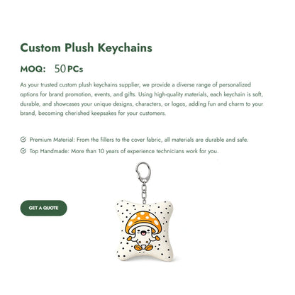 Manufacturer Customization High Quality Soft Custom Kawaii Plush Doll KeychainPlush Toy Plush Keychain