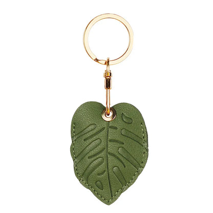 Popular Adorable Fruit Green Leaf Leather Keyring Accessory Case with ID Card Holder