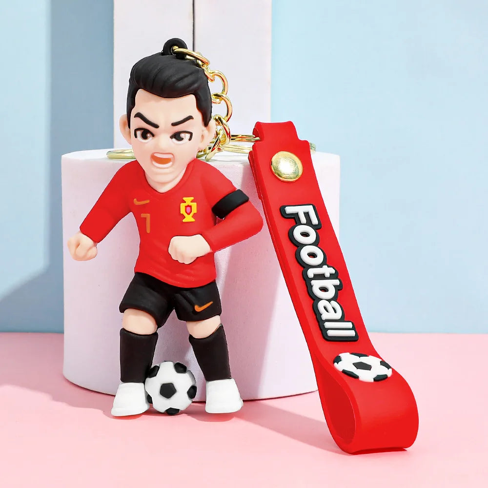 New Arrival Most Popular 3D Cartoon PVC Rubber Keychain Football Team Star Keychains