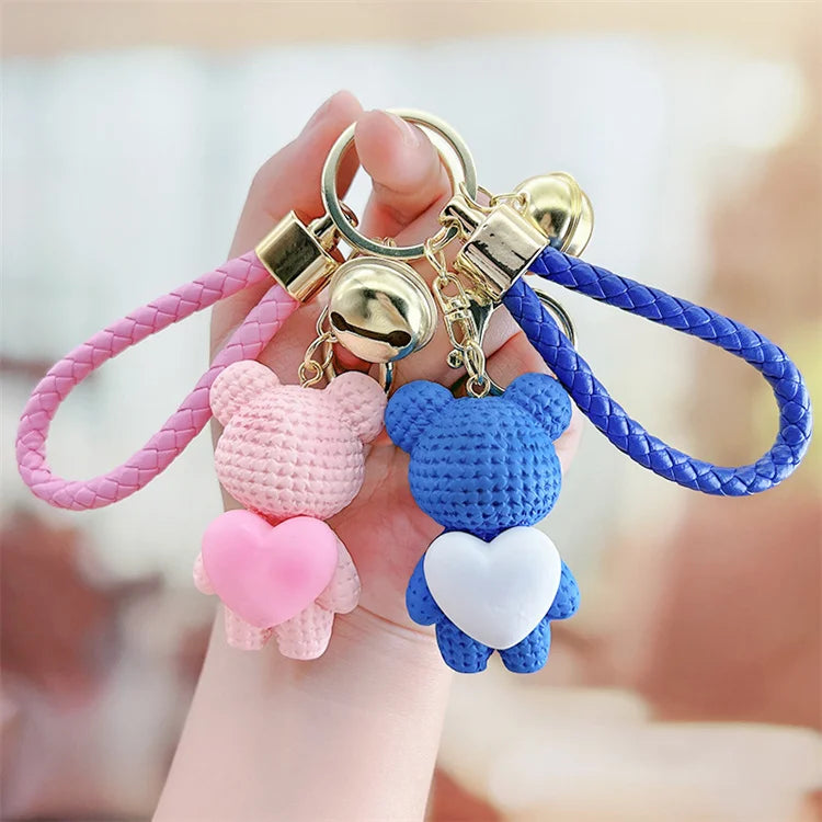 Creative Love Bear Keychain Lovely Runner Same Couple Doll Keychain Hanging Accessories Bag Hanging Accessories