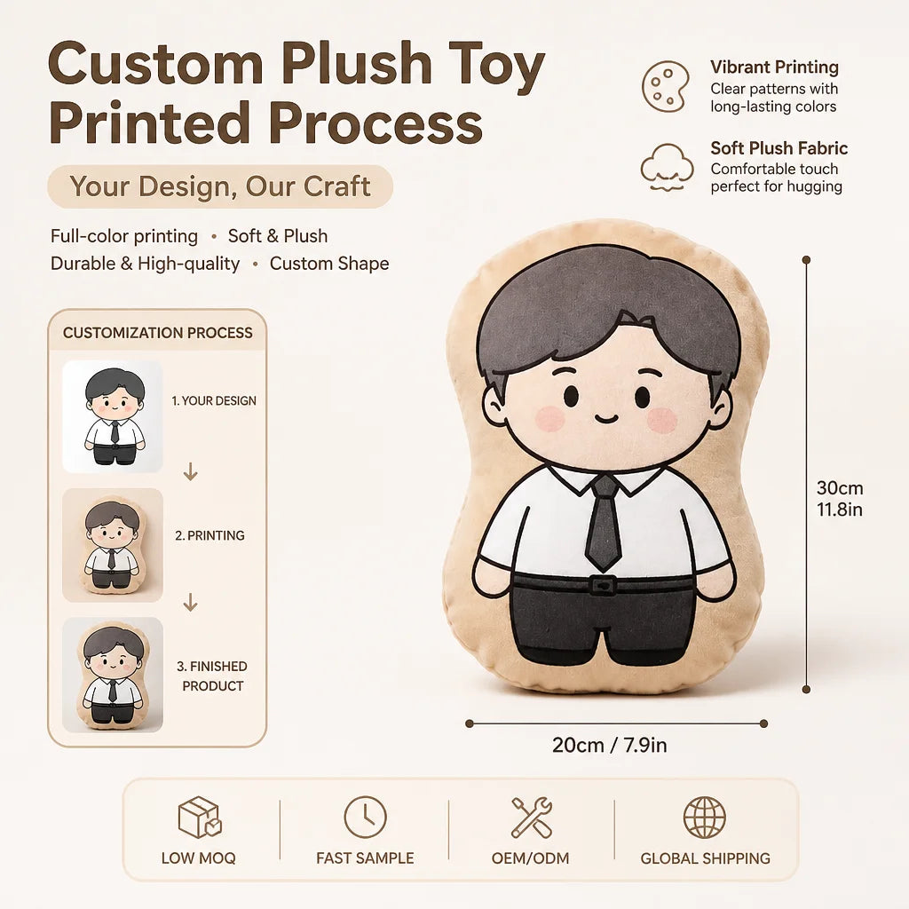 Manufacture Custom Plush dolls  Pillow Toy Printed Irregular Shape Personalized Full-Color Plushie Cushion with Your Design