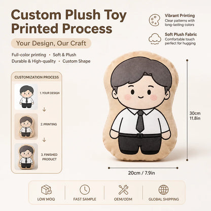 Manufacture Custom Plush dolls  Pillow Toy Printed Irregular Shape Personalized Full-Color Plushie Cushion with Your Design