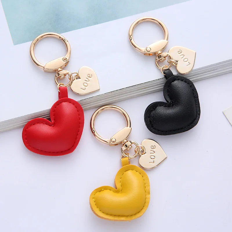 Leather Heart Keychain Charms Bag and Backpack Small Charm Car and Bag Keychain