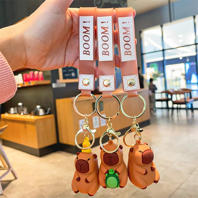 Wholesale of New Cartoon Capybara Silicone Doll Keychains Cute Car Bags Keychains Couple Pendant Gifts