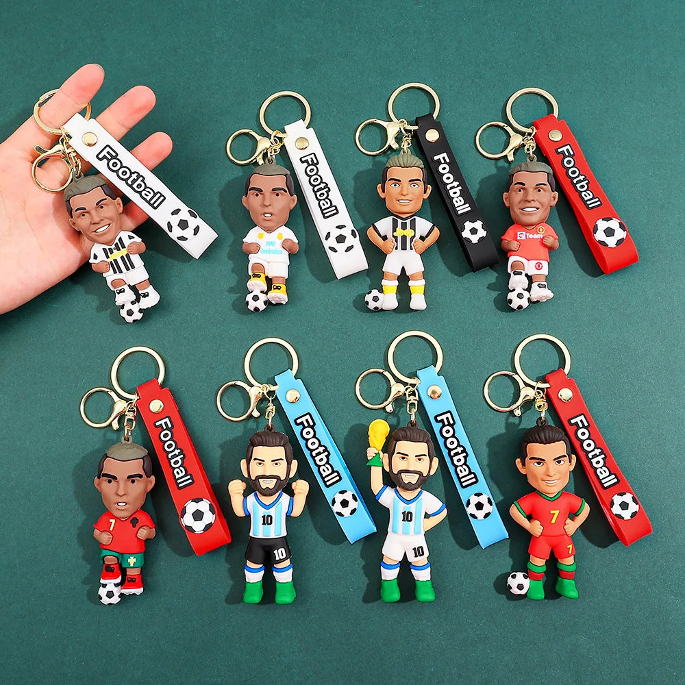 New Arrival Most Popular 3D Cartoon PVC Rubber Keychain Football Team Star Keychains