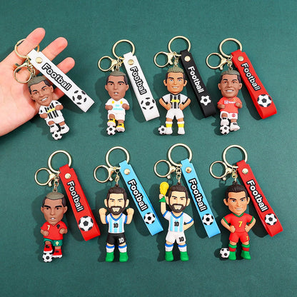 New Arrival Most Popular 3D Cartoon PVC Rubber Keychain Football Team Star Keychains
