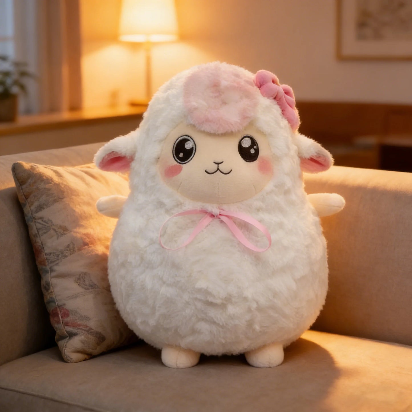 OEM Custom Cute Bow-Knit Lamb Plush Toy Super Soft  for Corporate Promotions Maternity Stores Sample-Based Production