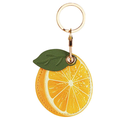 Popular Adorable Fruit Green Leaf Leather Keyring Accessory Case with ID Card Holder