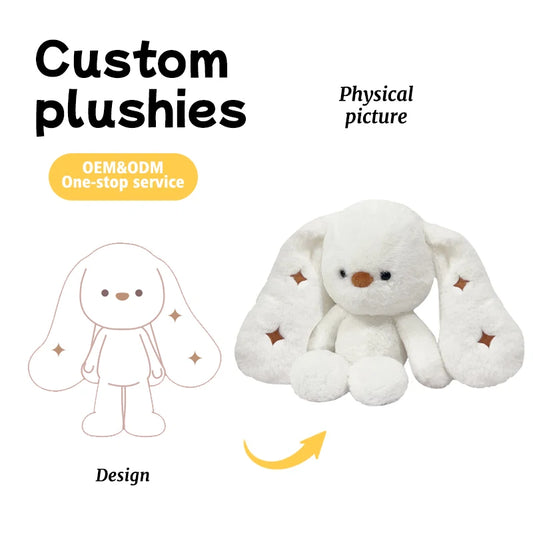 High Quality Customizable Soothing Star Rabbit Plush Toy Cute Long-Eared Bunny Doll Corporate Gift for Children's Day Custom