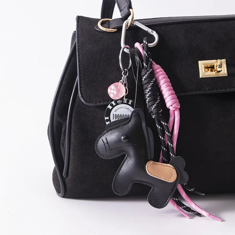 Cute Pony Bag Charm Trendy Phone Case Accessory Car Pu Keychain Wholesale
