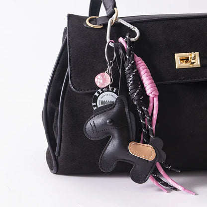 Cute Pony Bag Charm Trendy Phone Case Accessory Car Pu Keychain Wholesale