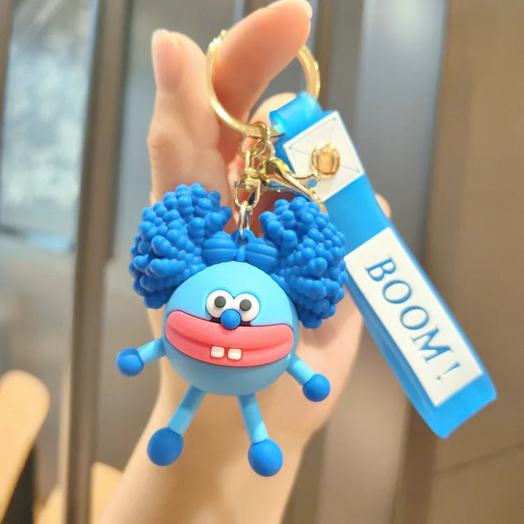 Perm Little Monster Keychain Funny Doll Car Keychain Bag Pendant Claw Machine Small Gift Wholesale