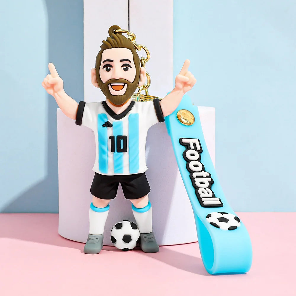 New Arrival Most Popular 3D Cartoon PVC Rubber Keychain Football Team Star Keychains