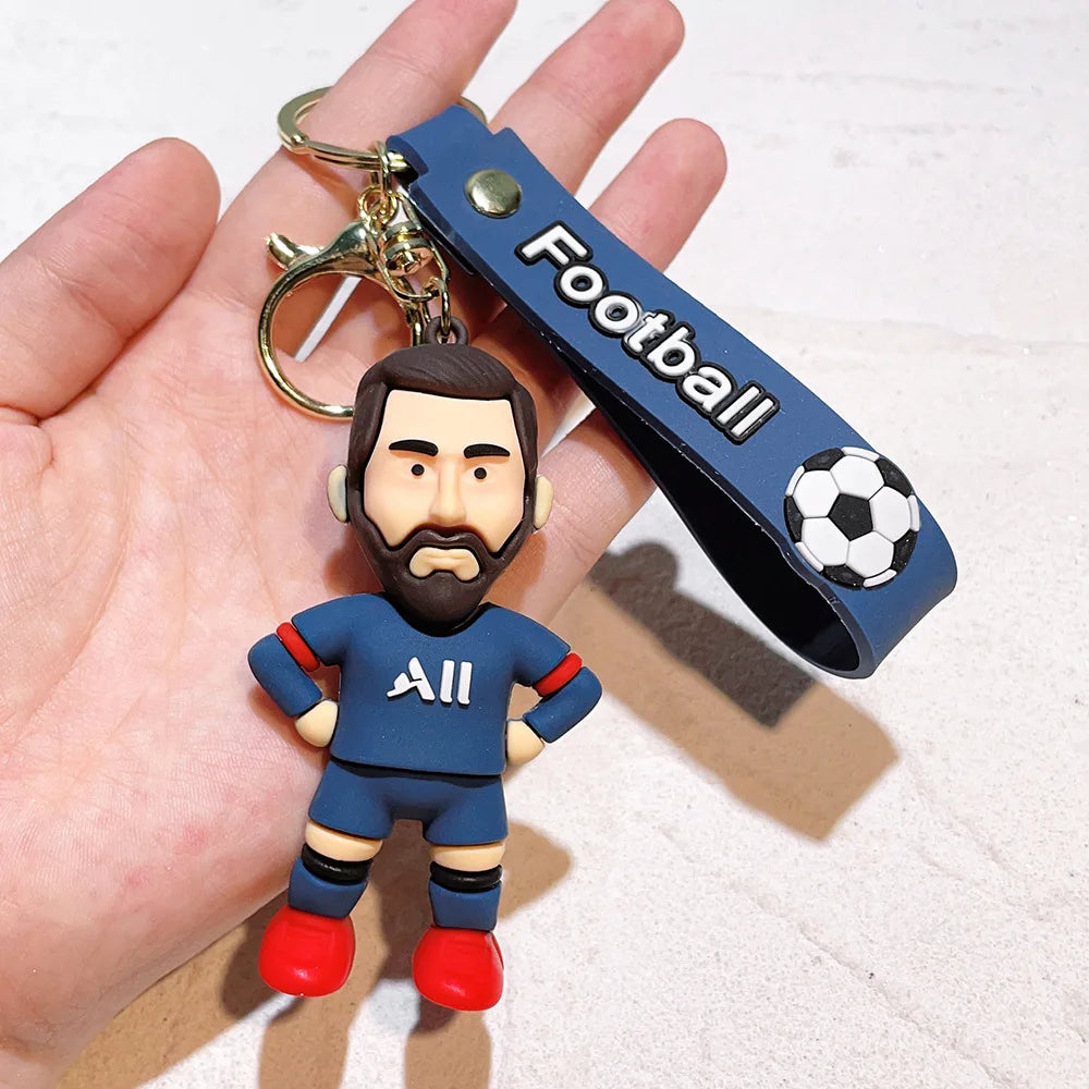 New Arrival Most Popular 3D Cartoon PVC Rubber Keychain Football Team Star Keychains