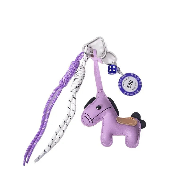 Cute Pony Bag Charm Trendy Phone Case Accessory Car Pu Keychain Wholesale